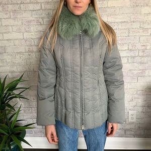 Green Winter Jacket with Faux Fur